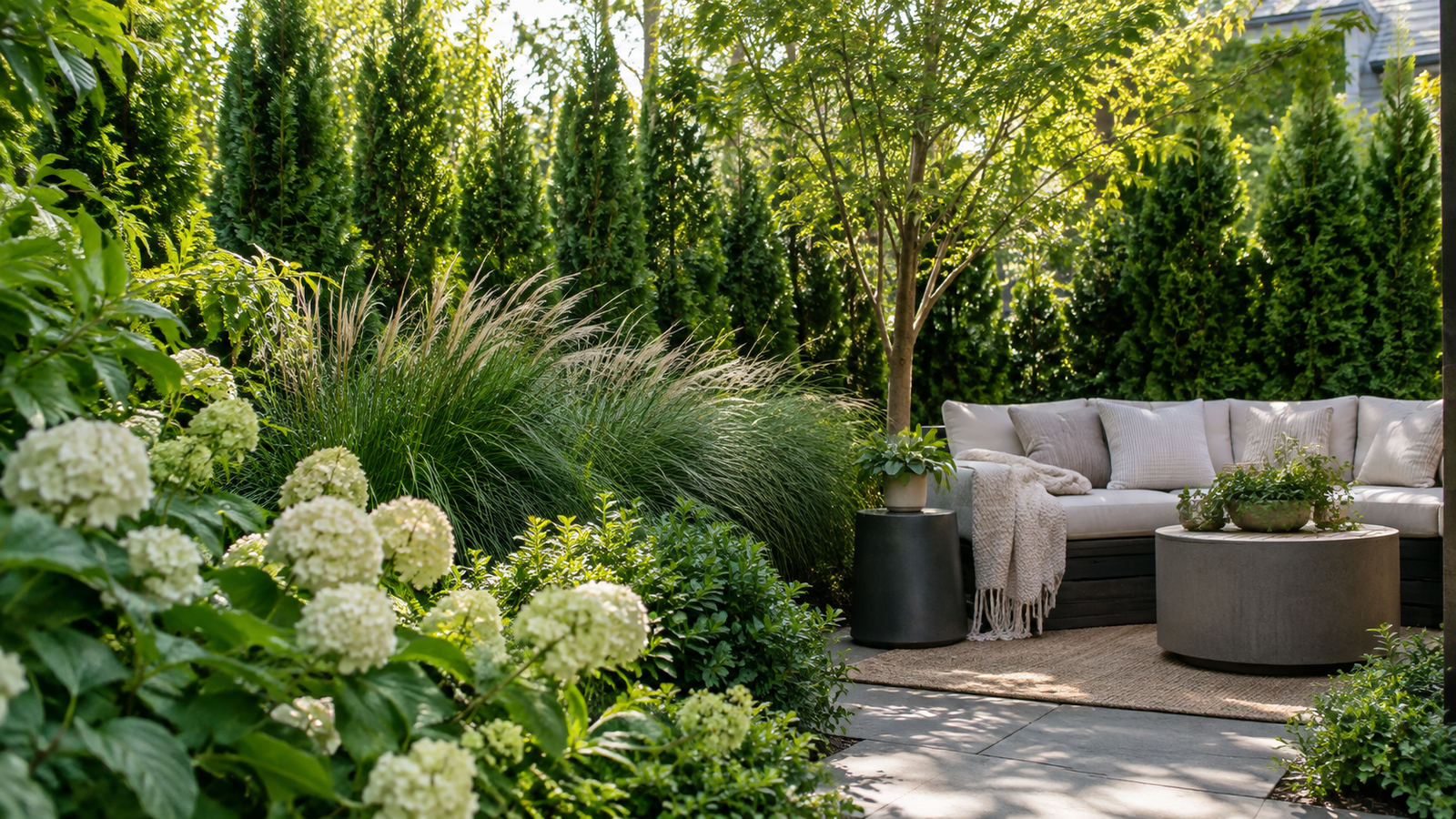 Home and garden details supporting how to create privacy in a backyard without building a fence