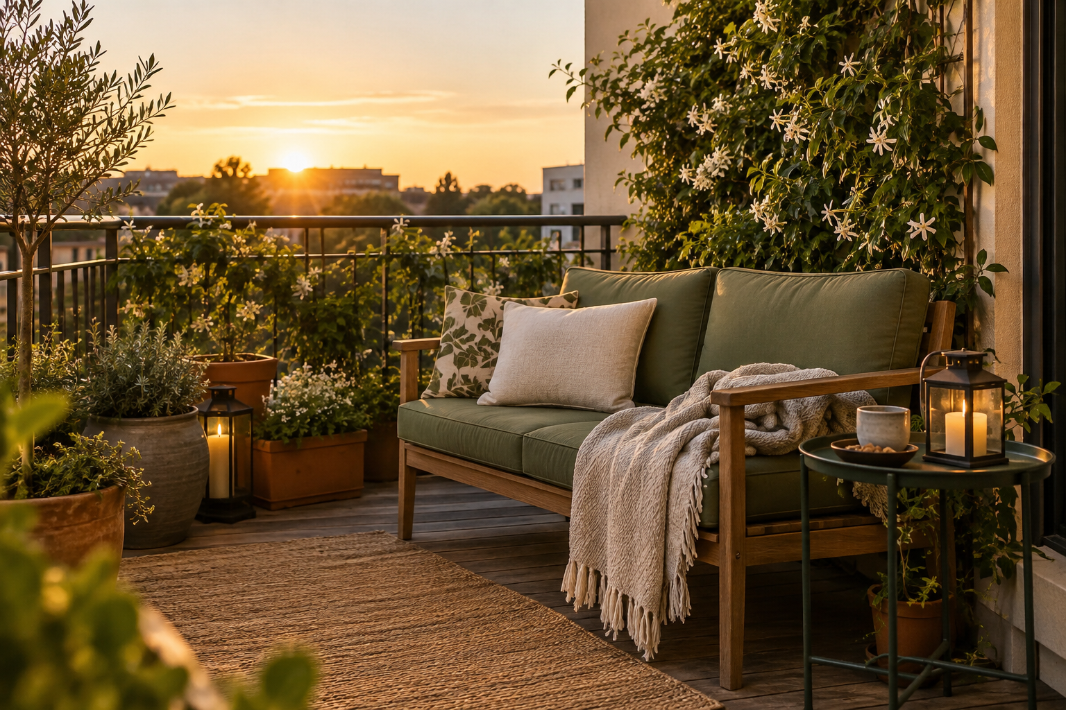 Home and garden details supporting how to set up a comfortable small patio