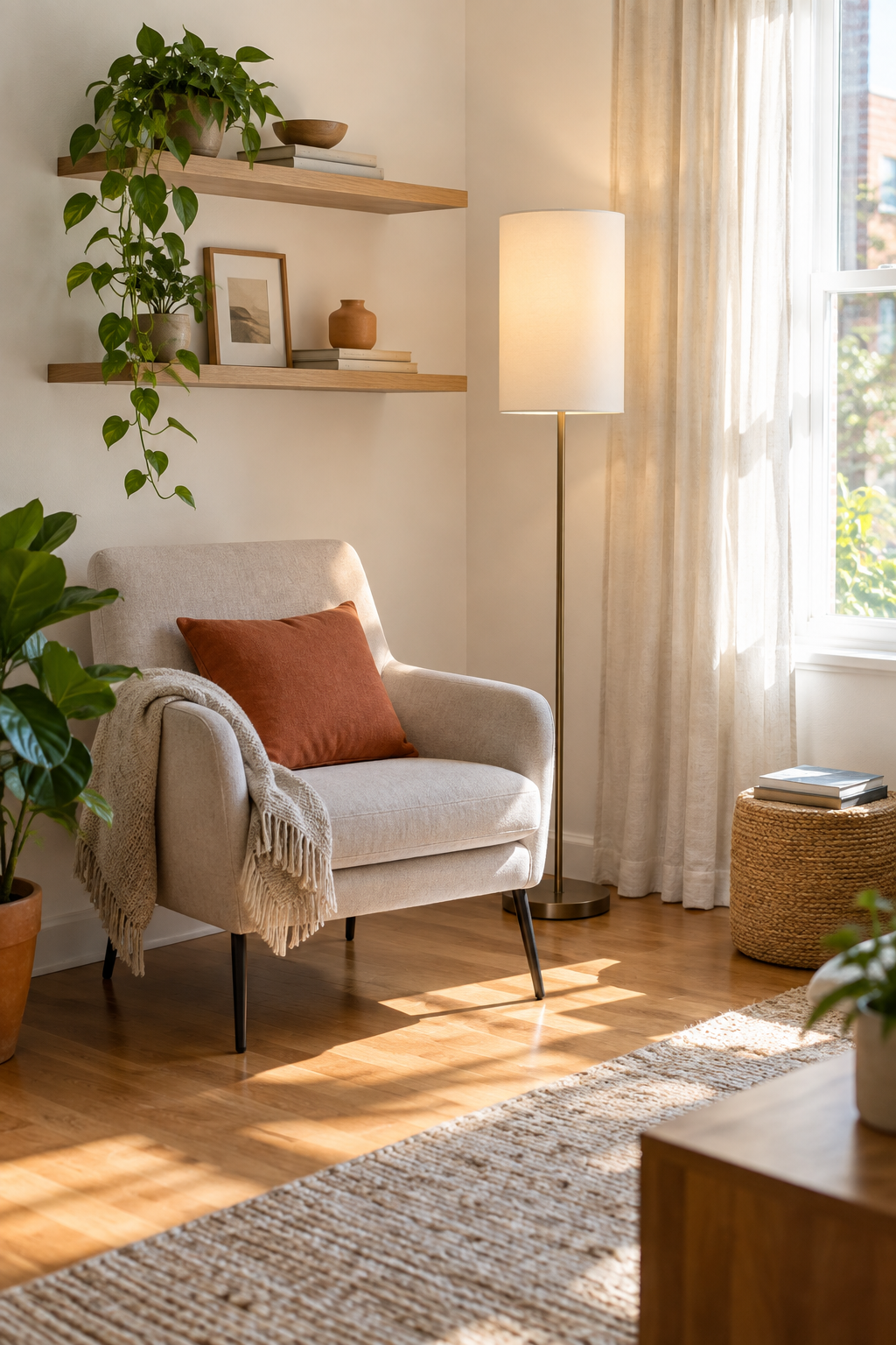 Home and garden details supporting how to make a small living room feel more open