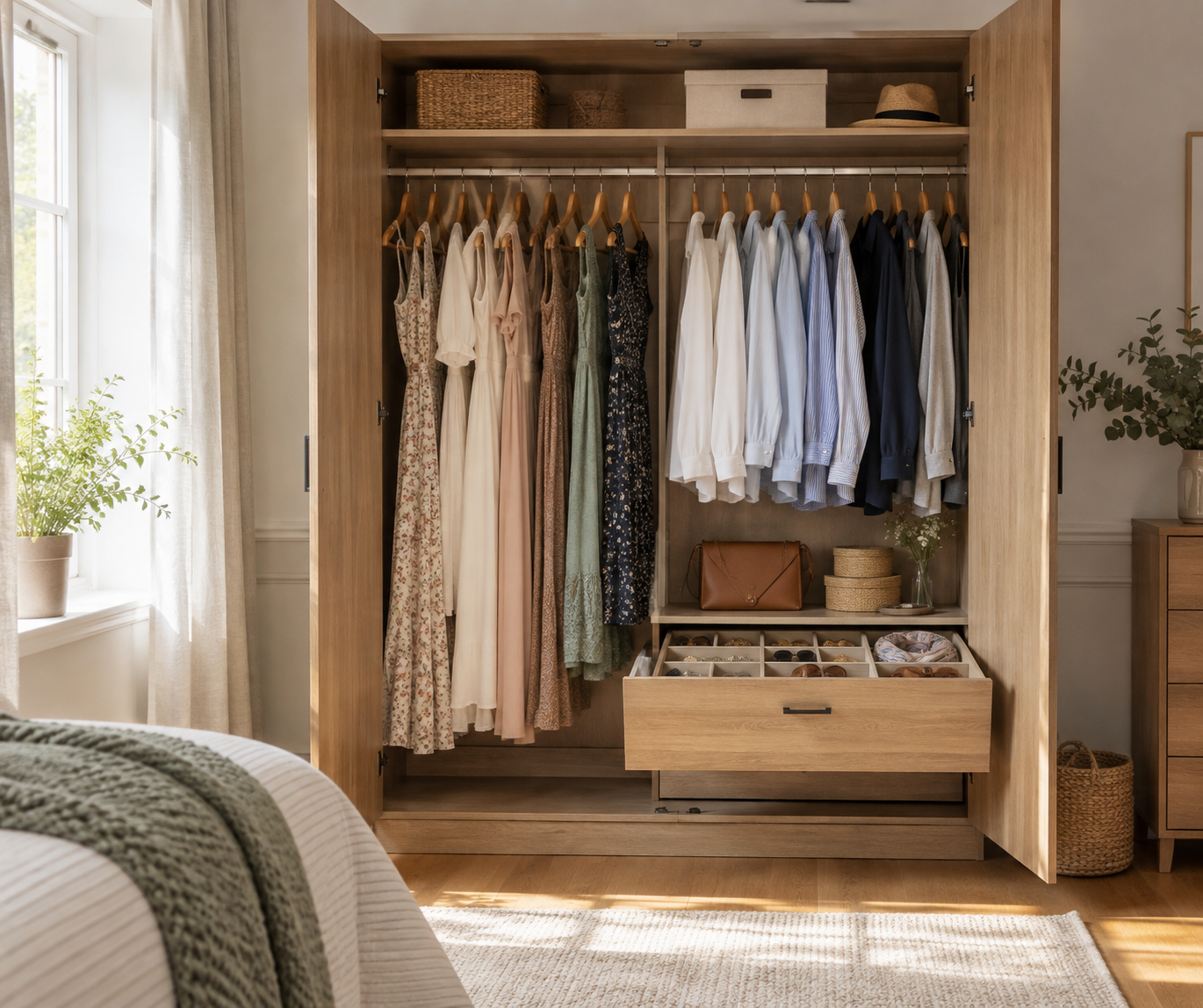 Home and garden details supporting how to organize a closet for easier daily routines